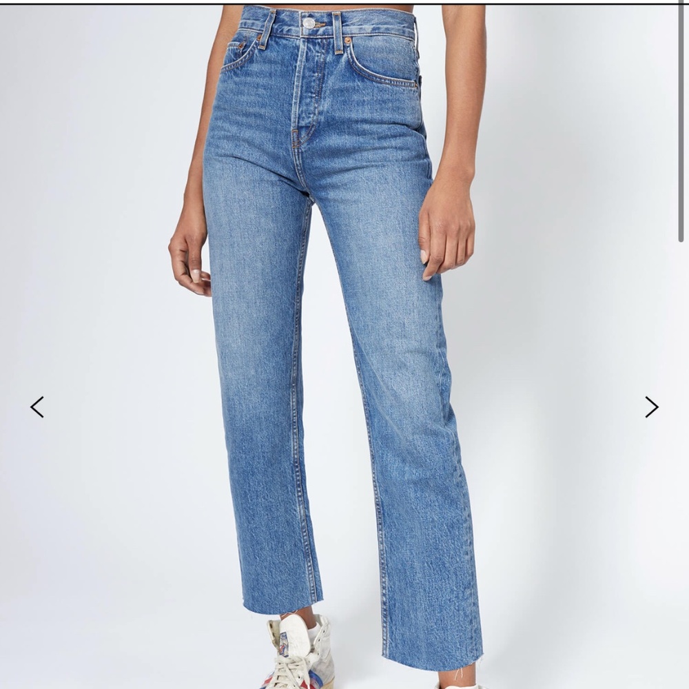 Redone high rise stovepipe jeans (worn once)